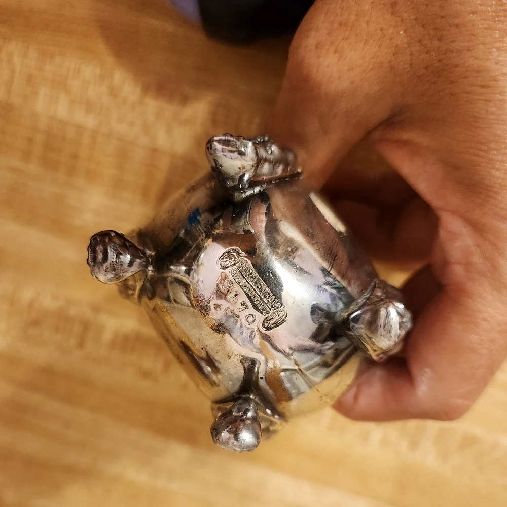 Vintage Silver Salt and Pepper Shakers Ellis barker lion head footed